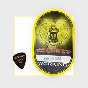 JOURNEY Vintage 2001 Crew Sticker and Guitar Pick.